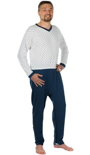Pflege-Strampler-Pyjama mit Rücken- und Beinöffnung aus 100% Baumwolle