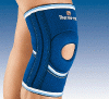 NEOPRENE KNEE SUPPORT WITH OPEN KNEECAP AND LATERAL STABILISERS Colours : Blue