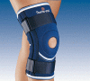 NEOPRENE KNEE SUPPORT WITH OPEN KNEECAP, LATERAL STABILISERS AND SECURING STRAPS Colours : Blue
