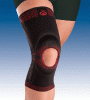 BREATHABLE ELASTIC KNEE SUPPORT WITH OPEN KNEECAP, SILICONE PAD AND LATERAL STABILISERS Rodi-3D sss Colours : Black