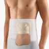 Plastic cover with elastic return for Stomabelt open ostomy belt