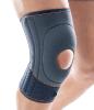 Neoprene knee stabiliser with open patella and lateral stabilisers