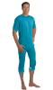 Slim-fit nursing pyjamas with back opening and short sleeve legs Colours : Turquoise