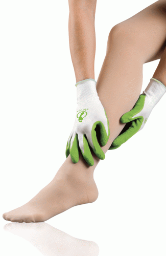 Gloves for putting on and taking off all types of compression stockings
