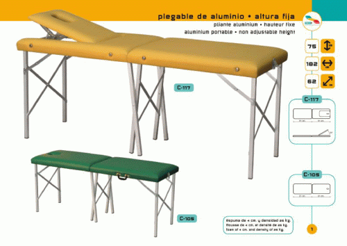 Aluminium folding massage table