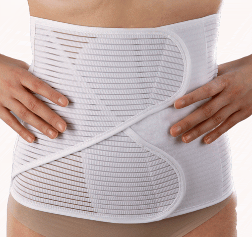 Cotton-lined abdominal support belt (height 28 cm)