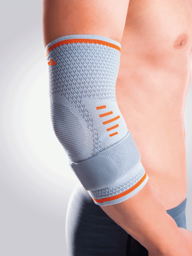 Elastic elbow support with gel pads and strap for sport