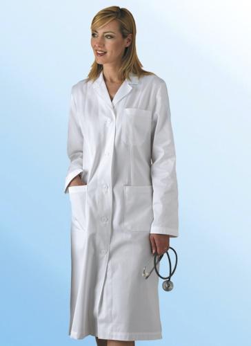 Women's white medical gown, 100% cotton