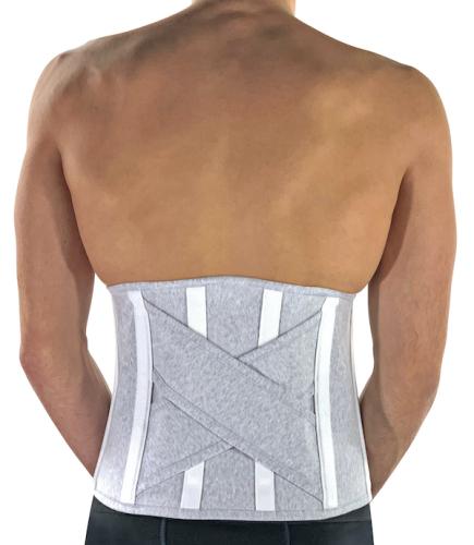 Lightweight 100% cotton lumbar support belt on the skin