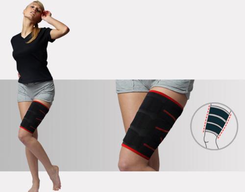THIGH BRACE WITH SILICONE INSERT FOR DAMPENING RELIEF