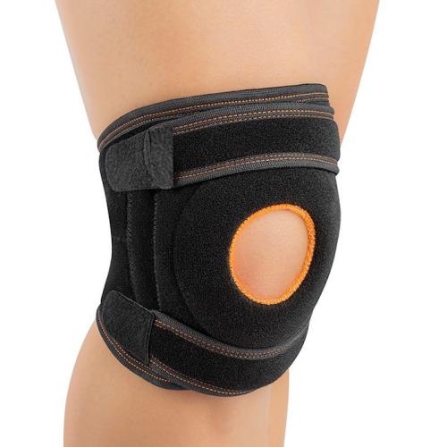 Knee brace with half-lateral elastic and breathable straps