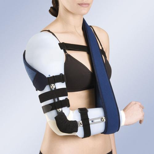 Articulated elbow orthosis in thermoformable plastic