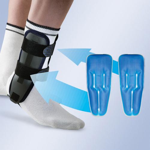 Ankle brace with gel pads for cold therapy