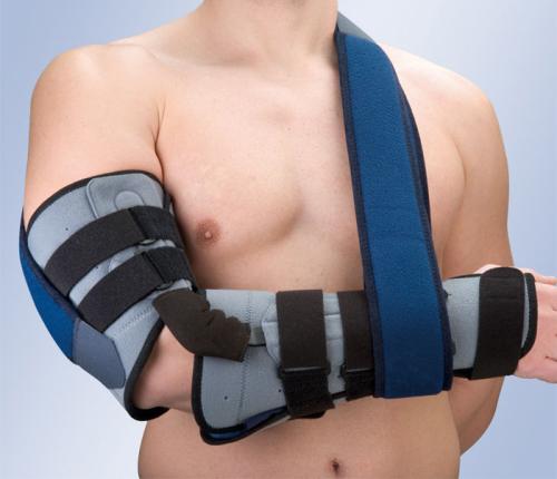 Flexion-extension control and elbow brace with palm splint