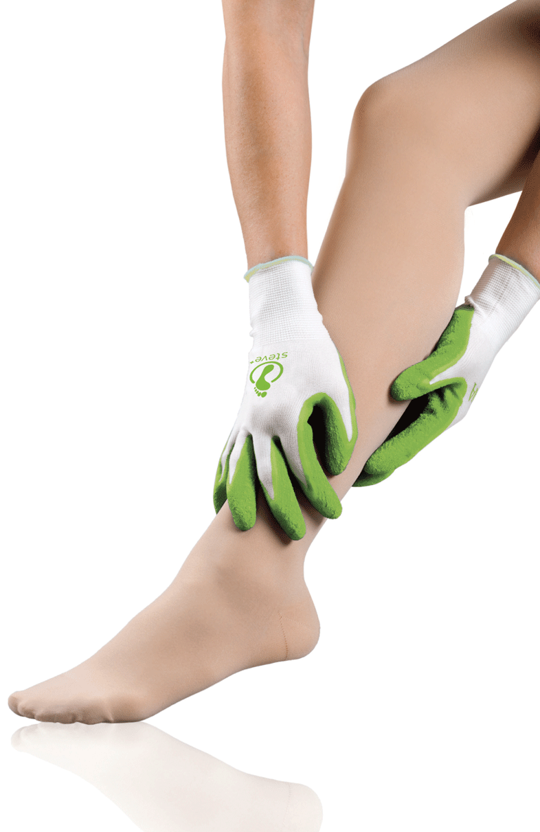 Handschuhe für das An- und Ausziehen aller Sorten elastischer Strümpfe