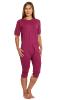 Slim-fit borstvoedingspyjama met rugopening en korte pijpen Kleuren : Fuchsia