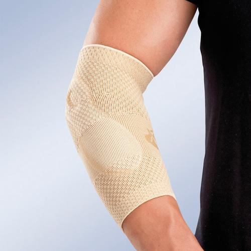 Visco-3D elastic elbow support with viscoelastic pads