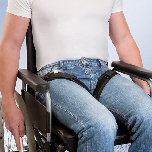 Leg abductor strap for wheelchair